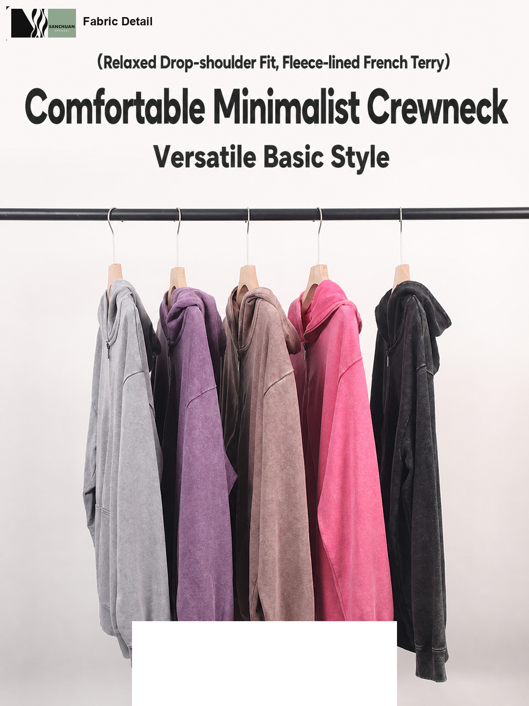 400g Vintage Washed Zip Hoodie detail image 8