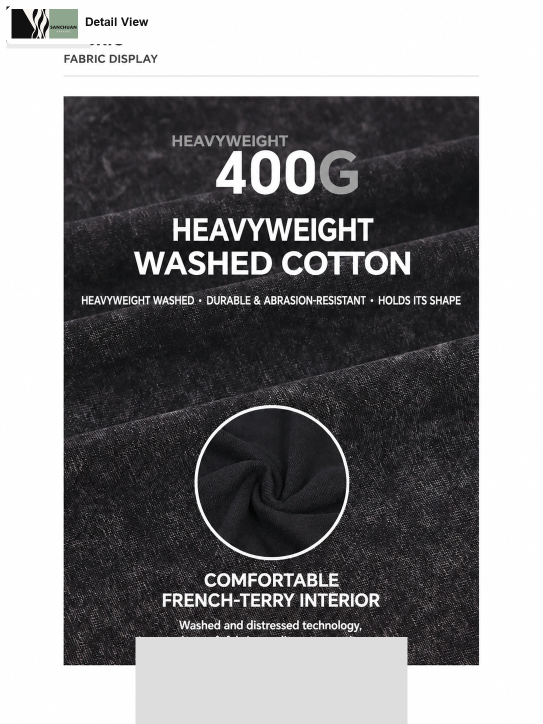400g Vintage Washed Pullover Hoodie detail image 2