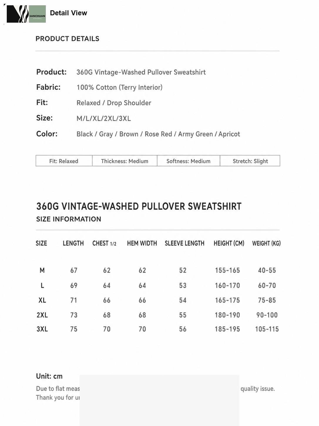 360g Vintage Washed Pullover Hoodie detail image 1