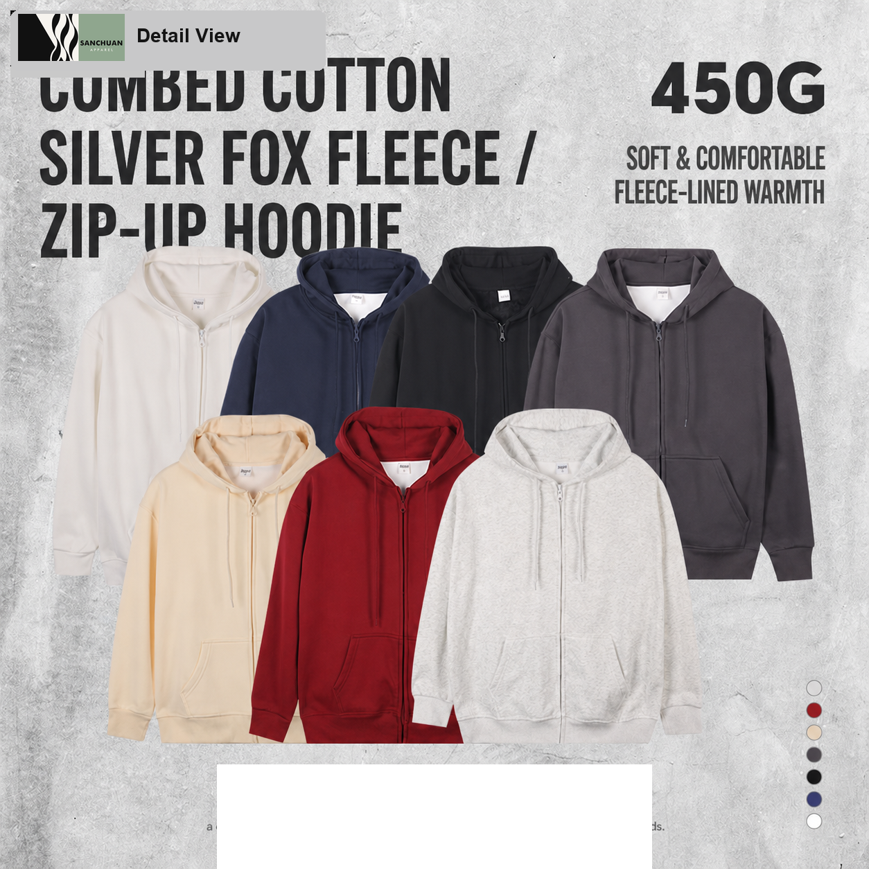 450g Fleece Zip Hoodie detail image 8