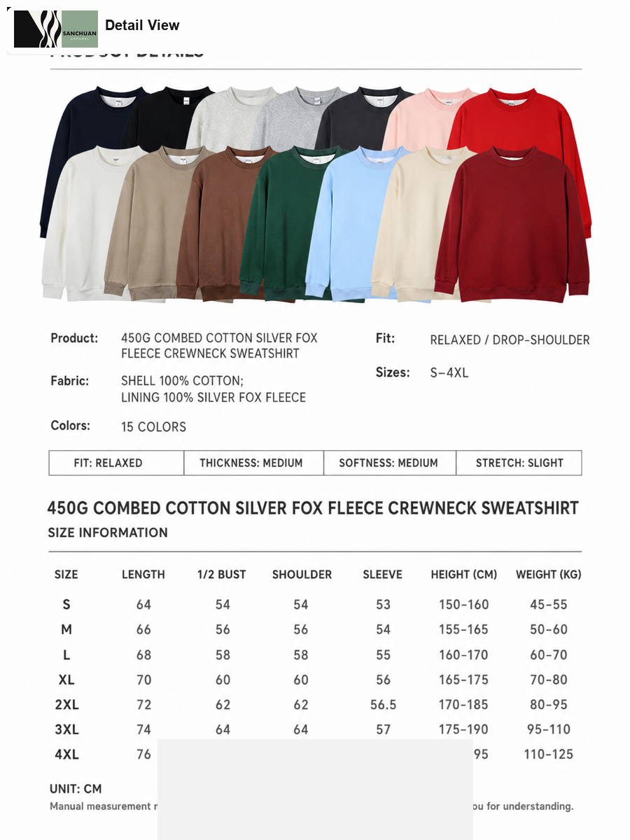 450g Fleece Crewneck Sweatshirt detail image 1