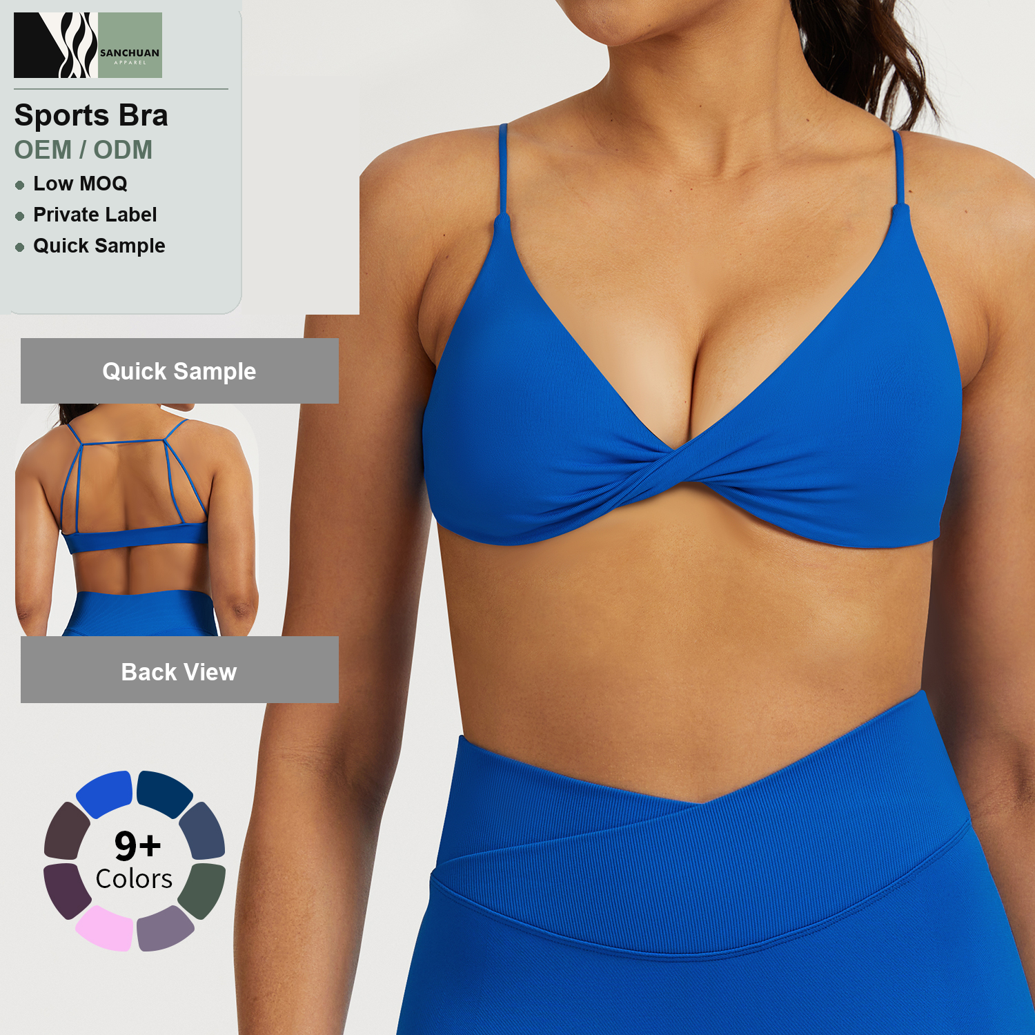 High Performance Sports Bra With Removable Pads Cross Strap Back detail image 4