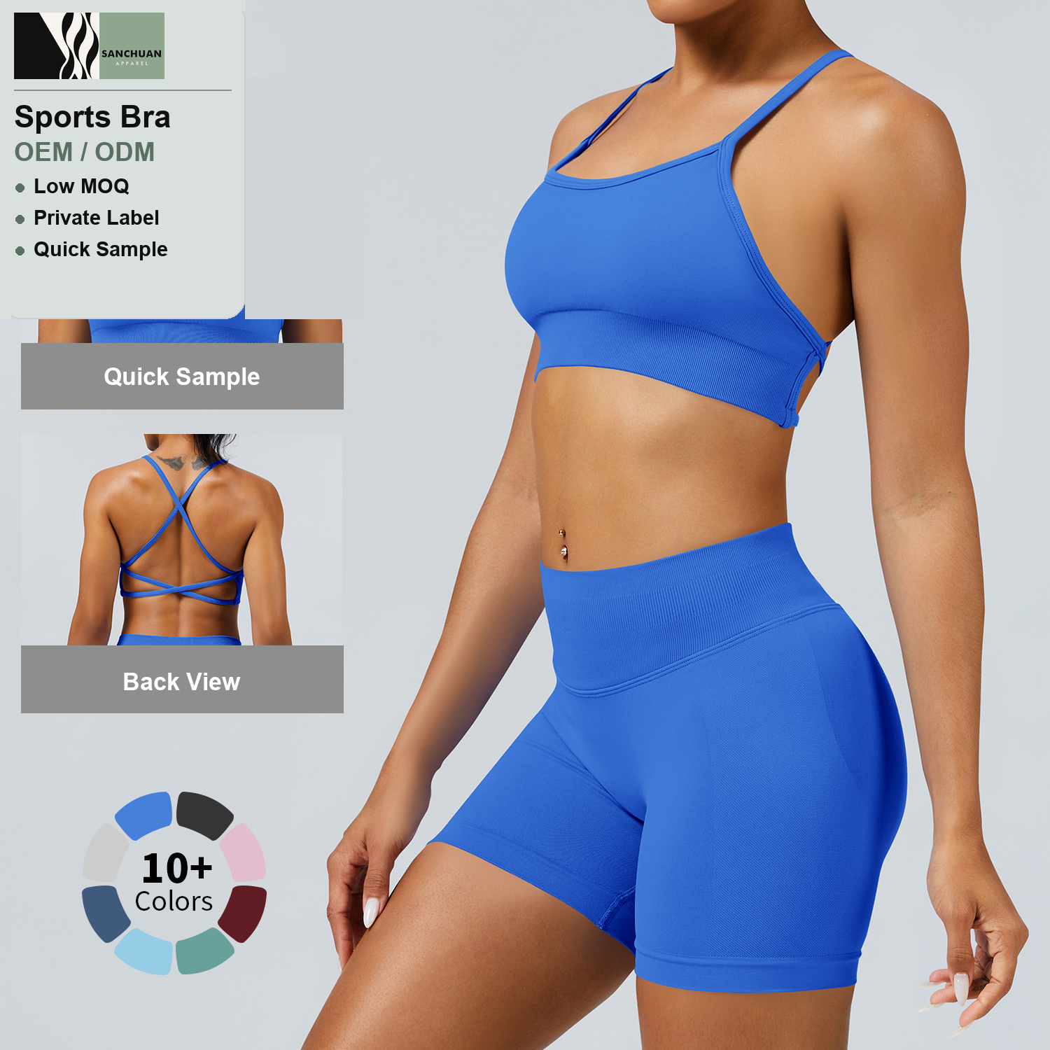 High Performance Sports Bra With Removable Pads Cross Strap Back 1 detail image 3