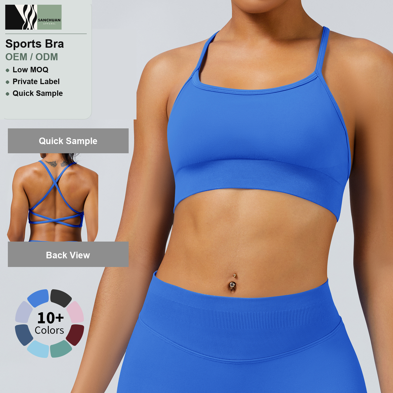 High Performance Sports Bra With Removable Pads Cross Strap Back 1 detail image 4