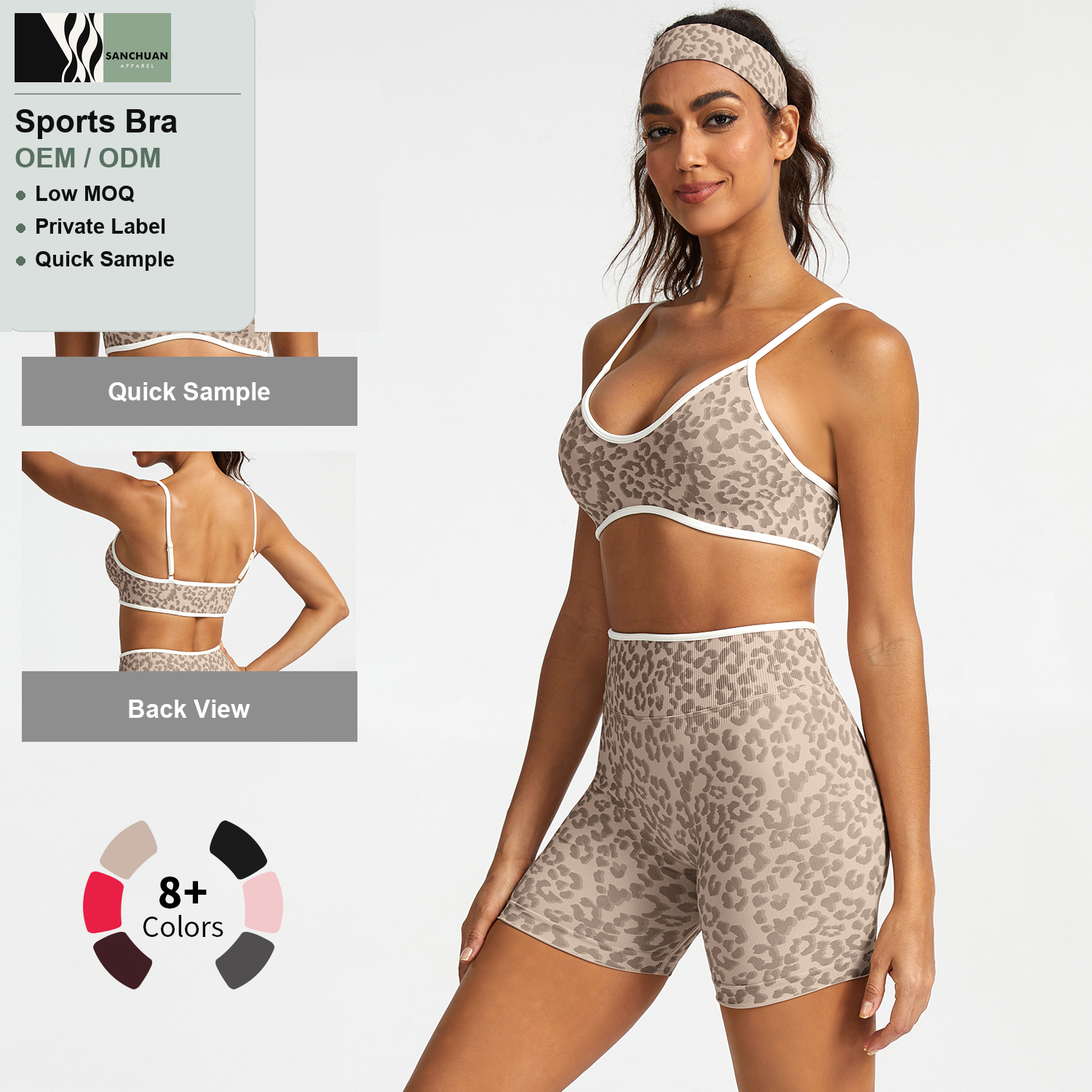 Leopard Print Seamless Sports Bra detail image 3