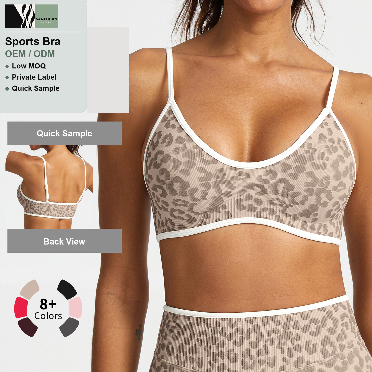 Leopard Print Seamless Sports Bra detail image 4