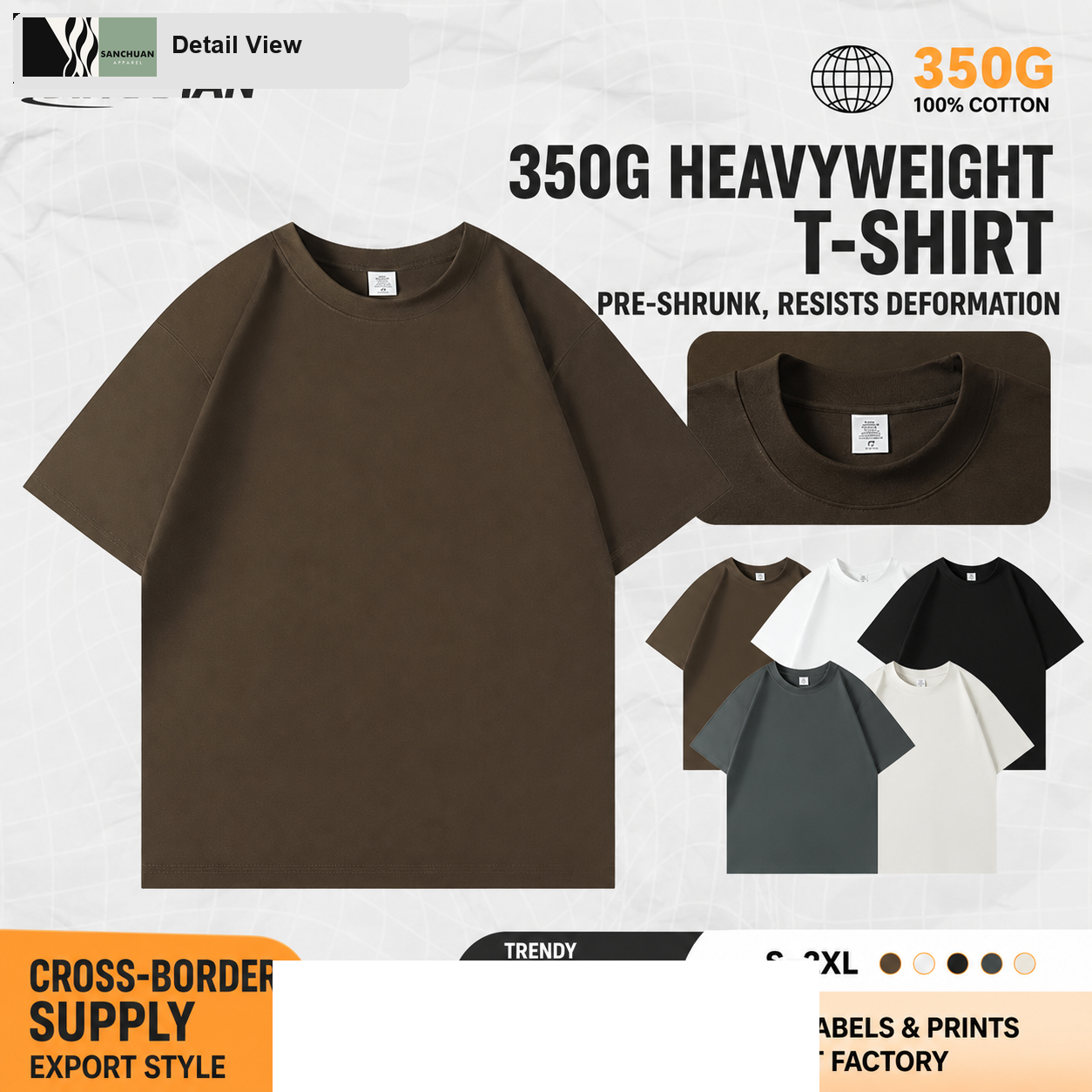 350g Heavyweight Cotton T-Shirt detail image 8
