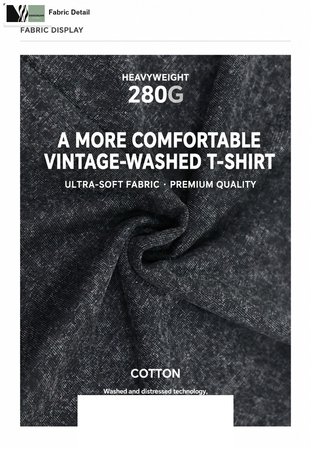280g Washed Cotton T-Shirt detail image 5