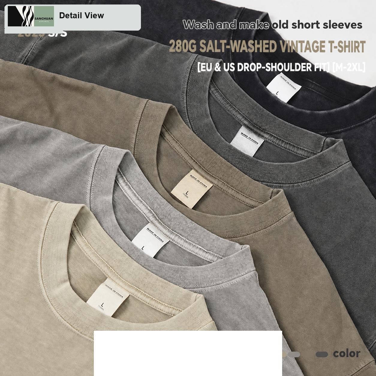 280g Washed Cotton T-Shirt detail image 1