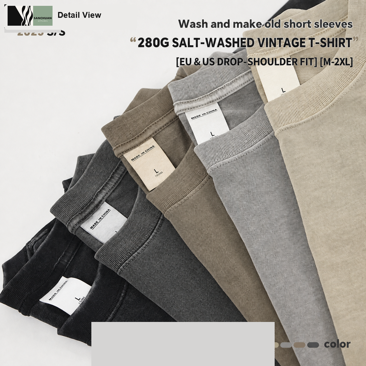 280g Washed Cotton T-Shirt detail image 2