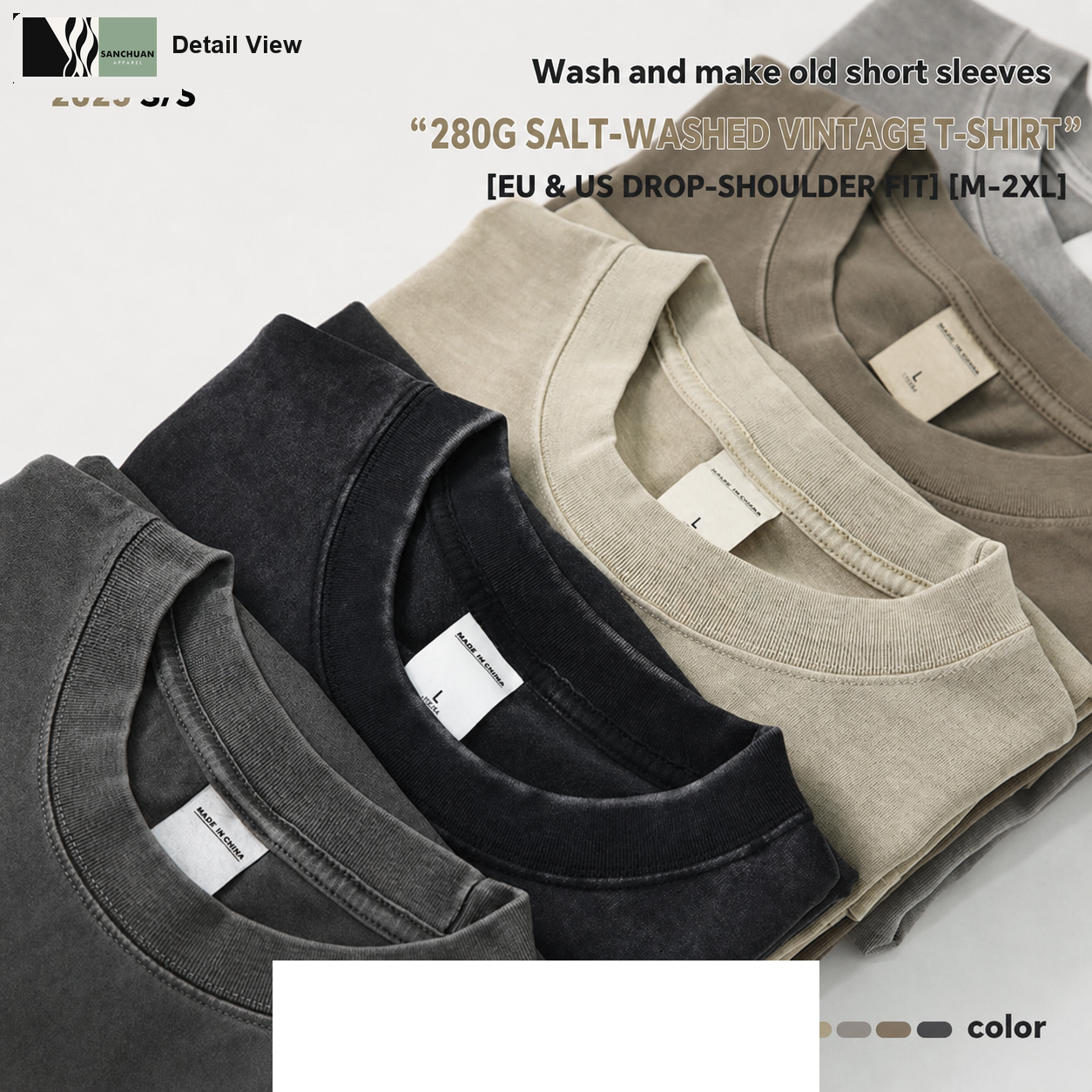 280g Washed Cotton T-Shirt detail image 4