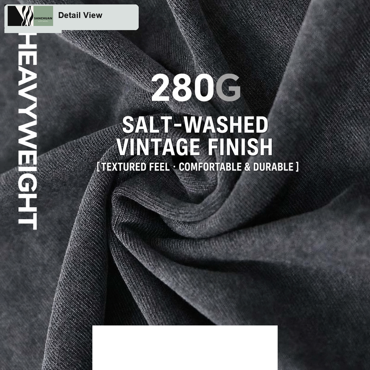 280g Washed Cotton T-Shirt detail image 5