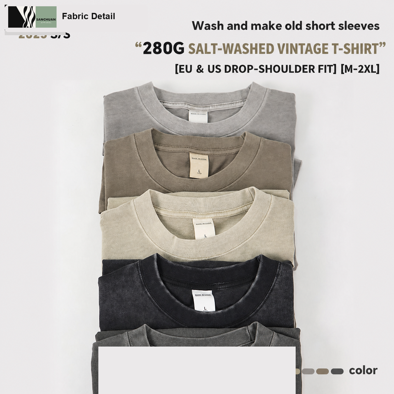 280g Washed Cotton T-Shirt detail image 6