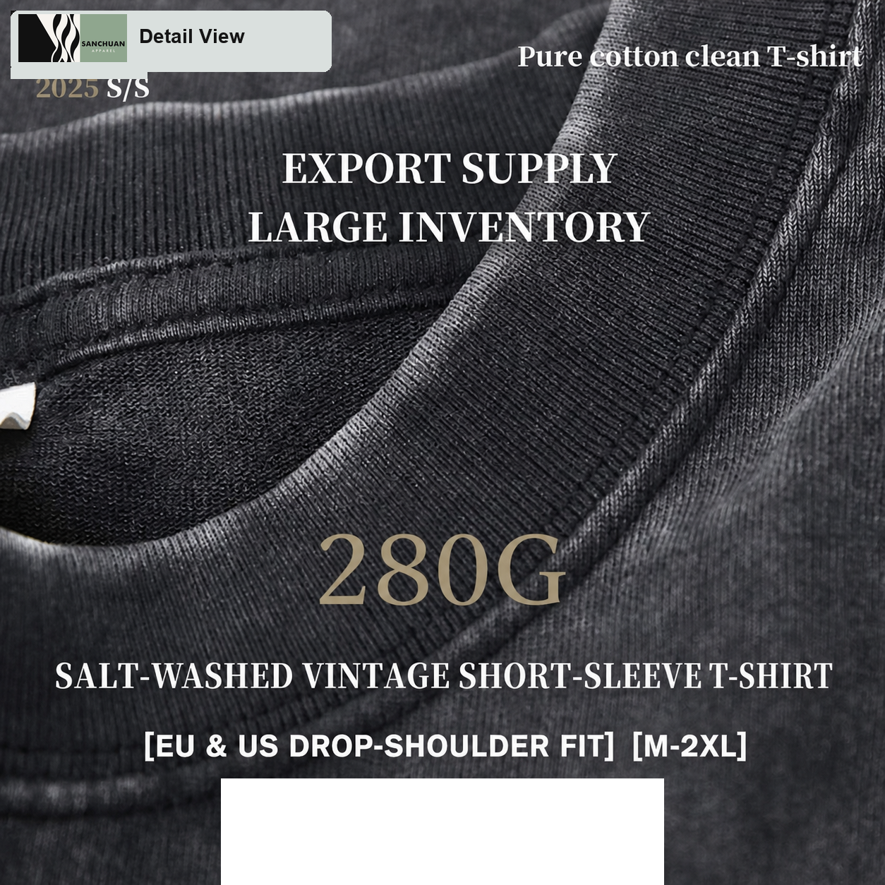 280g Washed Cotton T-Shirt detail image 7