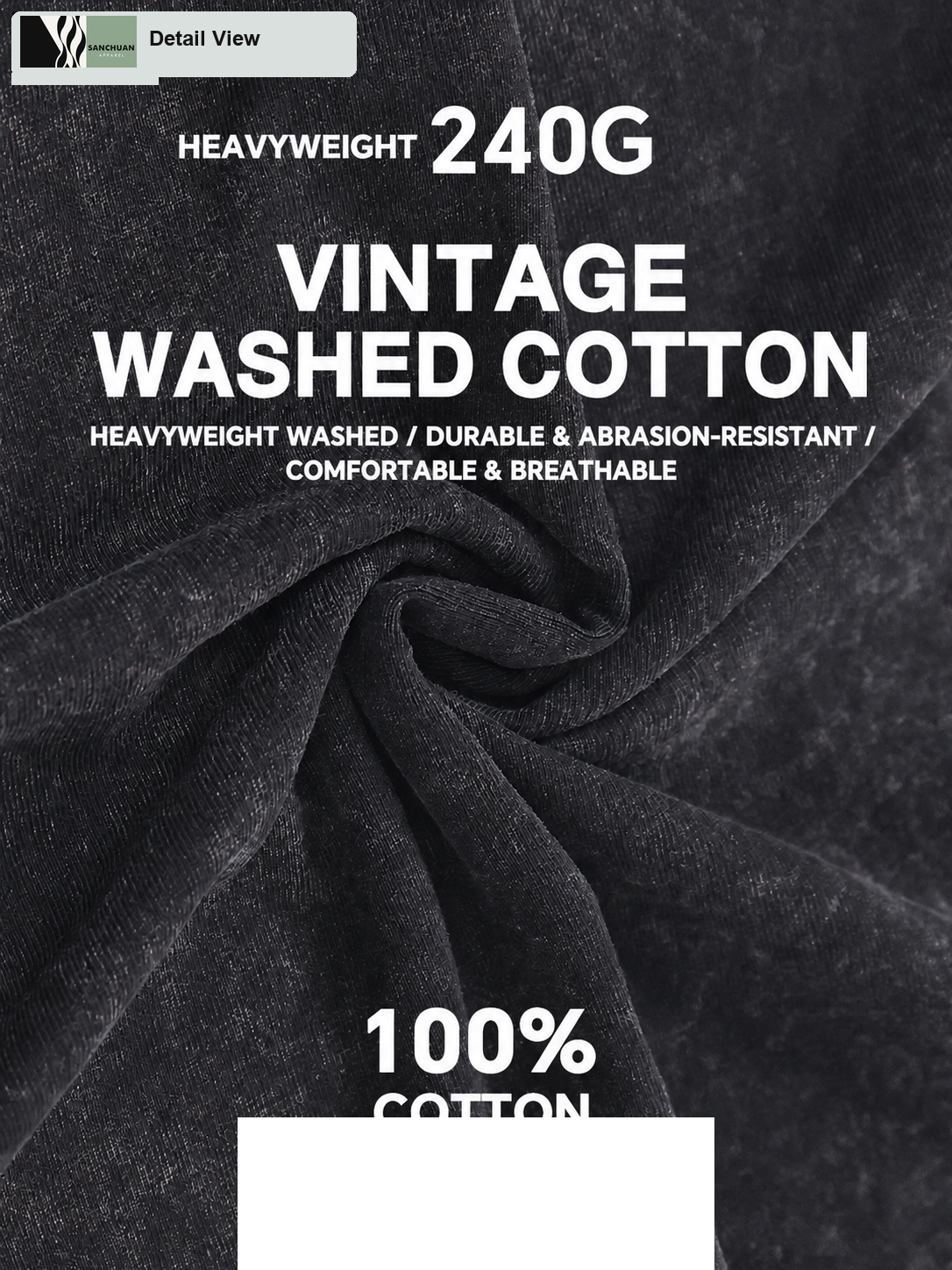 240g Washed Cotton T-Shirt detail image 2