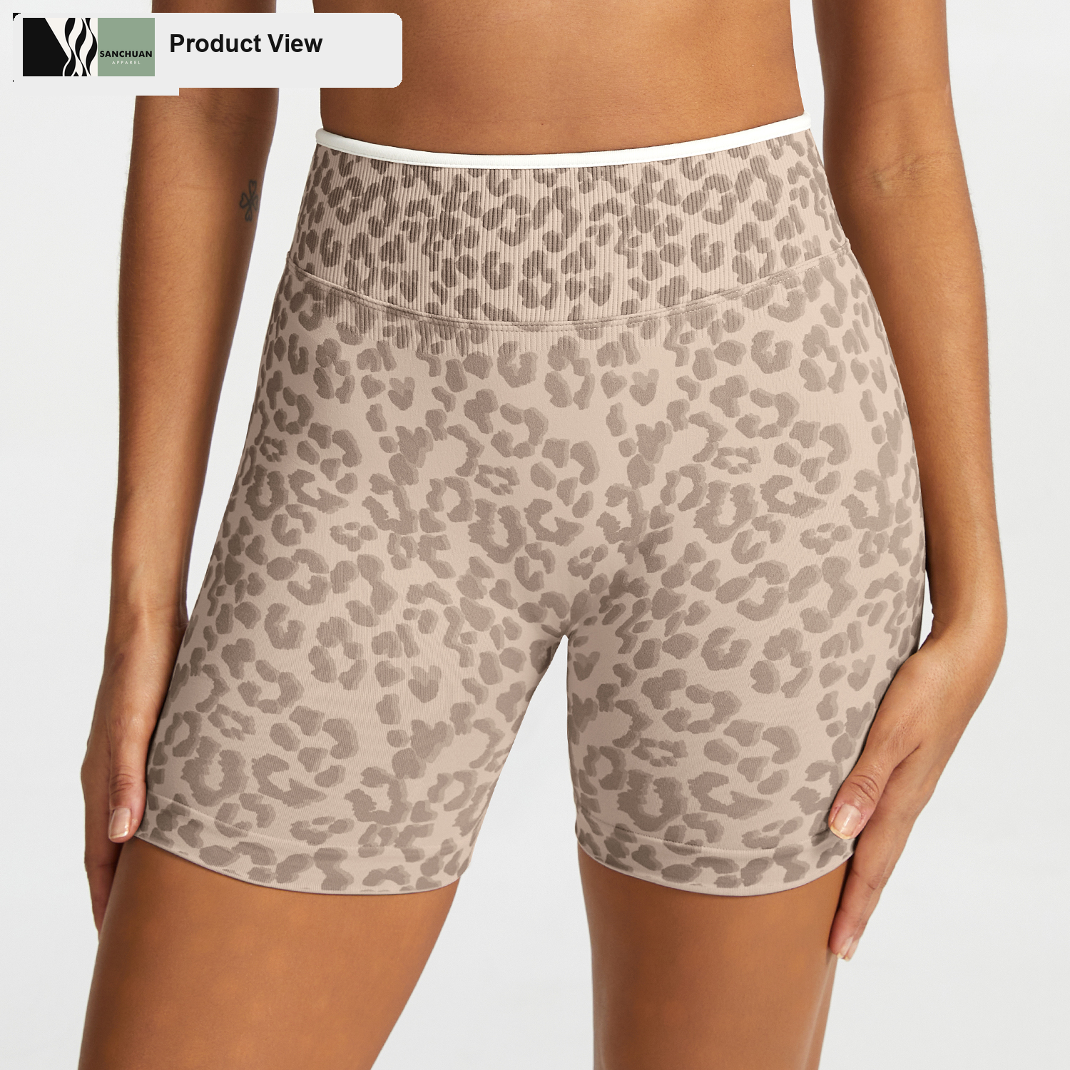 Leopard Print High Waist Biker Shorts detail image 1