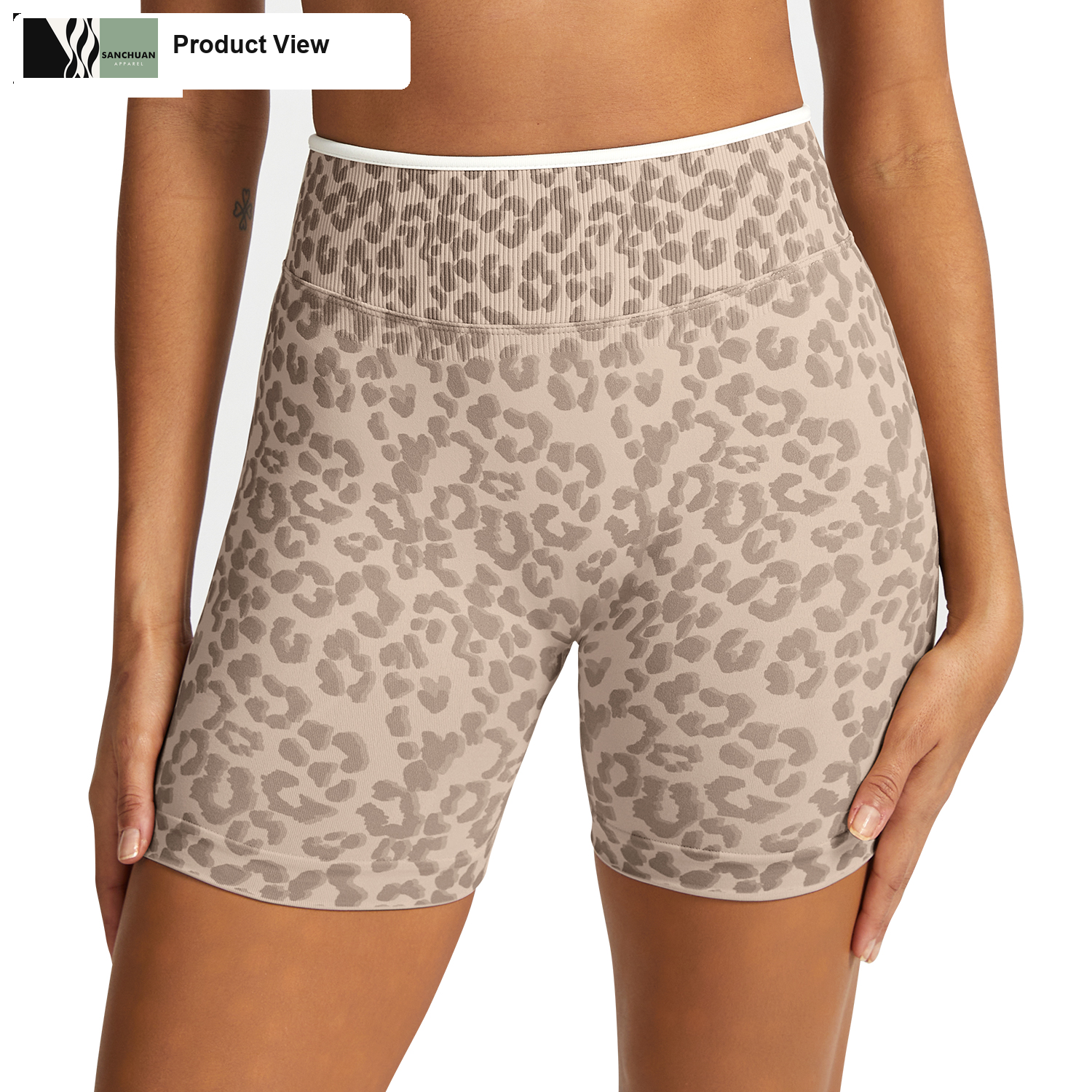 Leopard Print High Waist Biker Shorts detail image 2
