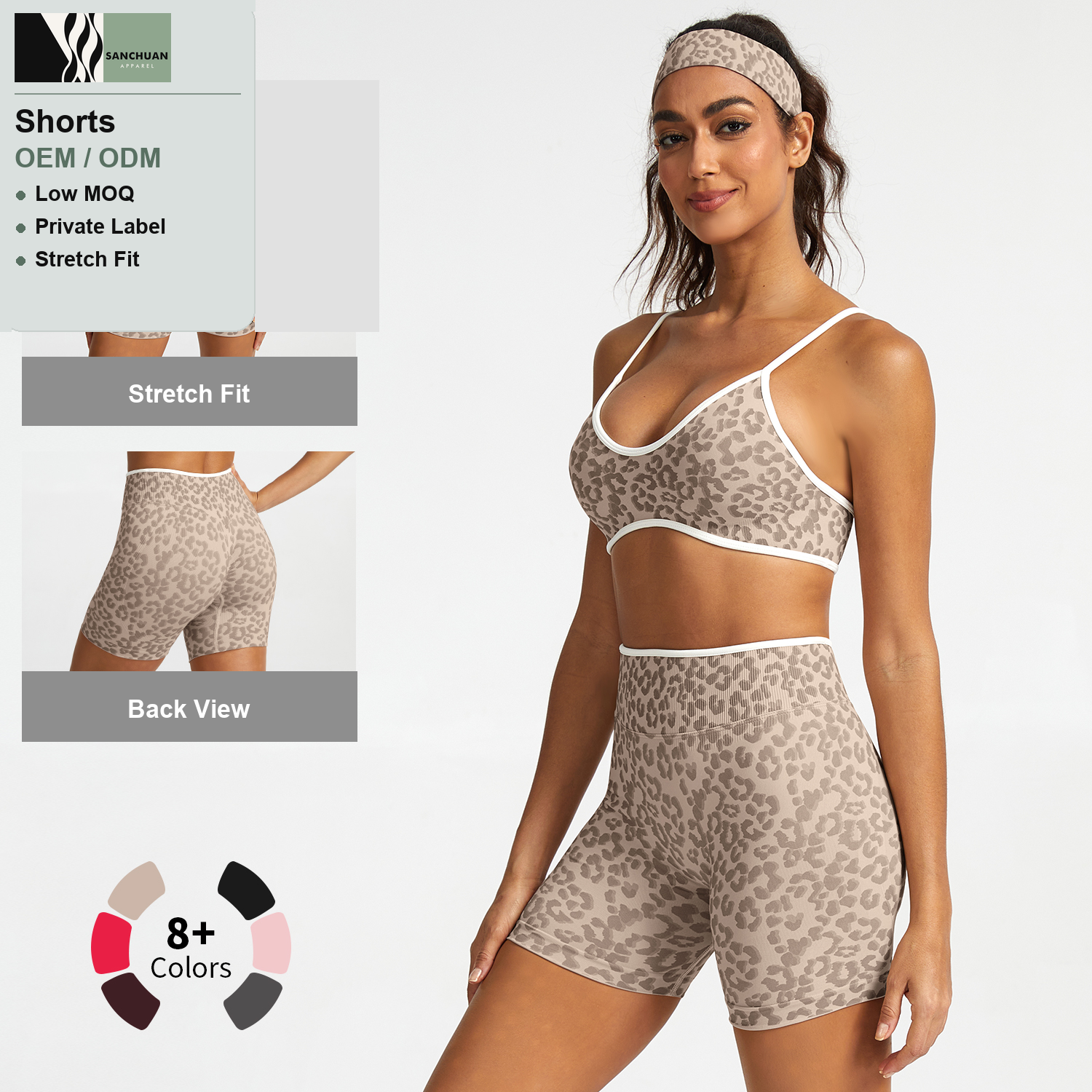 Leopard Print High Waist Biker Shorts detail image 3
