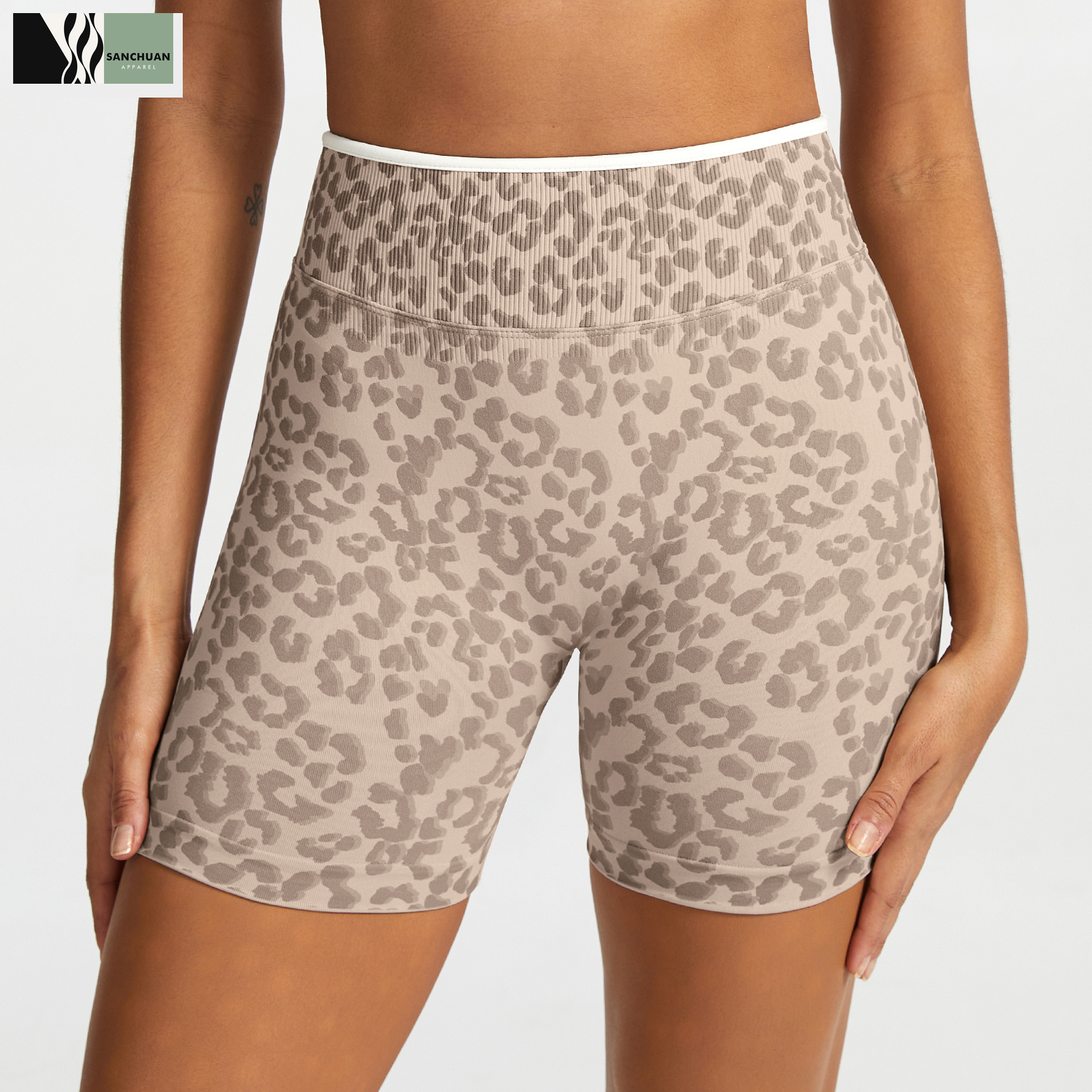Leopard Print High Waist Biker Shorts product image