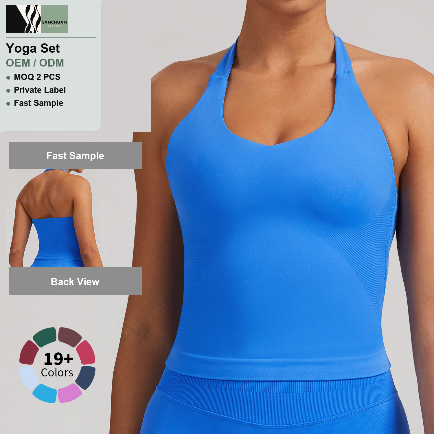 Seamless Ribbed Yoga Set Strappy Crop Top High Waist Leggings detail image 4