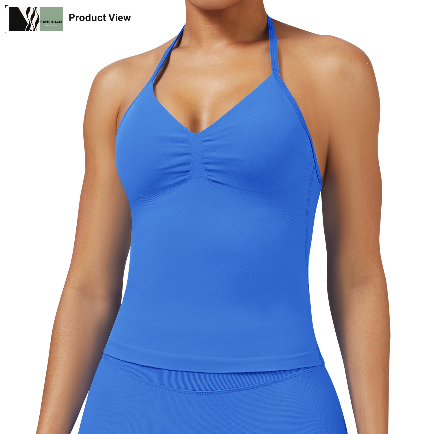 Seamless Ribbed Yoga Set Strappy Crop Top High Waist Leggings 1 detail image 1