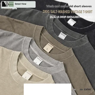 280g Washed Cotton T-Shirt detail image 1