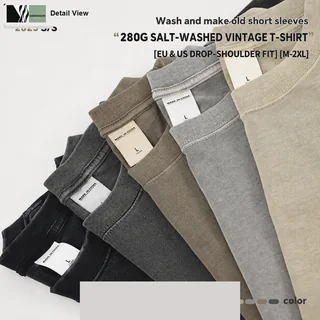 280g Washed Cotton T-Shirt detail image 2