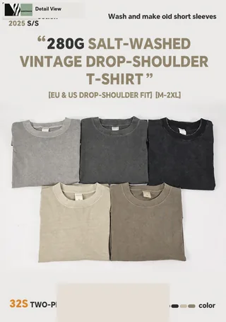 280g Washed Cotton T-Shirt detail image 3
