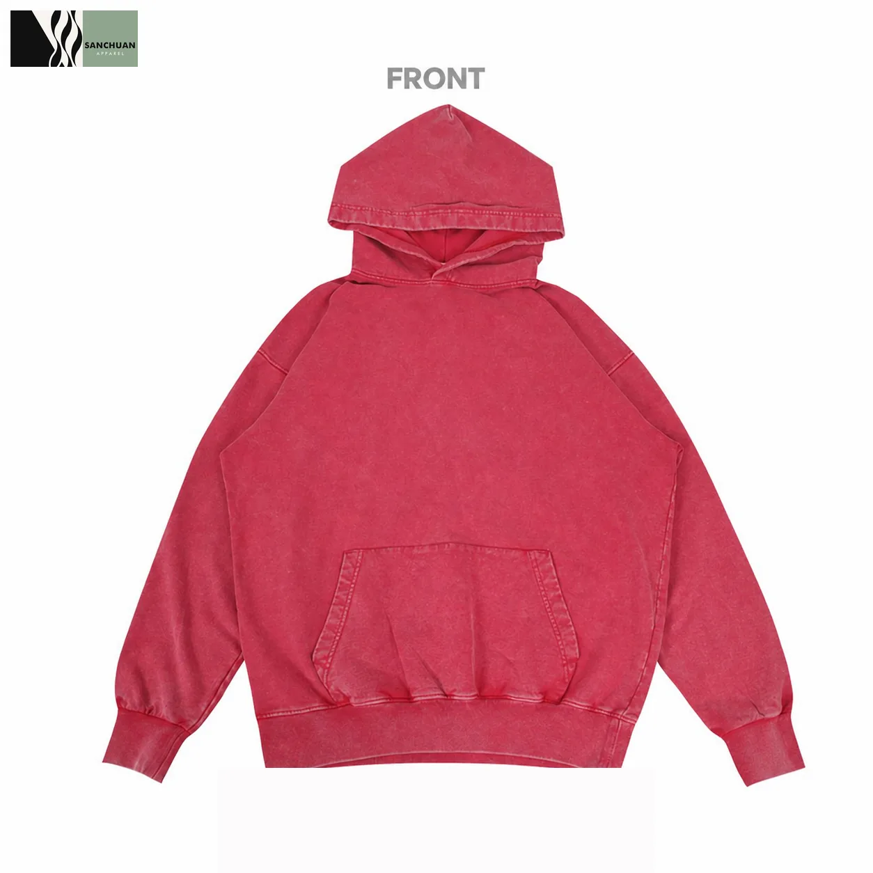 Vintage washed red pullover hoodie